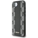 DKNY Lær Etui til iPhone 16e med MagSafe - Rutete Mønster - Svart