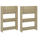 vidaXL Veggskoskap 2 stk hvit og sonoma eik 60x18x90 cm sponplater