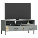 vidaXL TV-benk med metallben grå heltre furu OSLO 8720845578336
