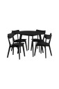 AC Design Furniture   Roxby spisebordssett med bord og 4 stoler 105 x 105 x 76 cm   Svart