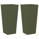 Plantekasser olivengrønn 2 stk 35x35x75 cm stål