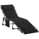Justerbar sammenleggbar solseng med pute Svart 188cm