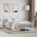 vidaXL Sengeramme i metall med hode- og fotgavl hvit 120x190 cm 8720845883812
