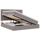  LED lagringseng med madrass Gråbrun 160 x 200 cm Stoff