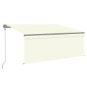 vidaXL Automatisk markise rullegardin LED vindsensor 3,5x2,5m kremhvit
