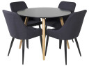 Venture Design Plaza & Plaza spisegruppe Svart/svart 4 st stoler & bord 100 cm