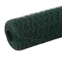 vidaXL Trådgjerde kylling stål med PVC belegg 25x1,5 m grønn