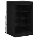  Sideboard med LED lamper Svart Eik 41x37x67 cm