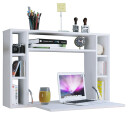 Wandila skrivebord , laptopbord vegghengt skriveplate og 7 rom hvit.