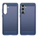 Samsung Galaxy S24+ Børstet TPU Deksel Karbonfiber Blå