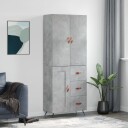 vidaXL Highboard betong grå 69,5x34x180 cm konstruert tre 8720845412401