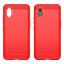 Samsung Galaxy Xcover7 Børstet TPU Deksel Karbonfiber Rød