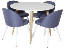 Venture Design Plaza & Velvet spisegruppe Hvit/blå 4 st stoler & bord 100 cm