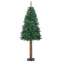  Slim juletre med 300 LED grønn 210 cm PVC og Massivt Furu tre