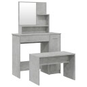 vidaXL Sminkebordsett betonggrå 86,5x35x136 cm