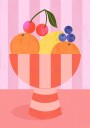 Fruit in Striped Bowl Poster Plakat / 40x50cm