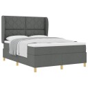  Box Spring Seng med Madrass Mørkegrå 140x200 cm Stoff