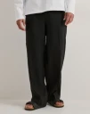 Que Sera Sera Logan Loose Linen Pant Linbukser Svart