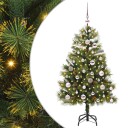  Kunstig hengslet juletre med kjegler grønn 120 cm