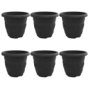 vidaXL Rund Blomsterpotte 6 pcs Svart Ø 30 x 25 cm Plast
