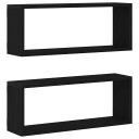 Vegghyller 2 Pakke Svart Eik 60x15x23 cm Laget av Konstruert Tre