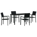 5 delt Hage Spisesett Svart Poly Rattan