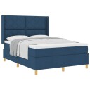  Box Spring Seng med Madrass   Blå 140x200 cm Stoff
