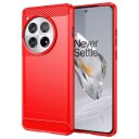 OnePlus 12 Børstet TPU Deksel Karbonfiber Rød