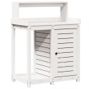  Pottebord med hyller hvit 82,5x50x109,5 cm heltre furu