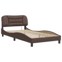  Sengeramme med LED-lys brun 100x200 cm kunstig lær 8721012356306