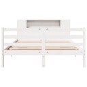  Seng med bokhylle uten madrass hvit 120x190 cm heltre furu 3321845