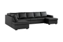 Crazy 5 seters Venstrevendt U formet X Large Sofa med Divan og Sjeselong i Kunstlær   Svart