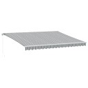  Manuell uttrekkbar markise med LED antrasitt og hvit 450x350 cm