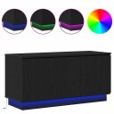  TV skap med LED Svart eik 100 x 38 x 49 cm Konstruert tre