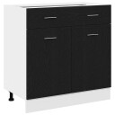 Skap med skuff i svart eik 80x46x81,5 cm laget av konstruert tre