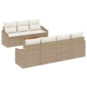  8-delt hagesofa med puter beige poly rattan akasie