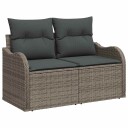  Hagesofa Set med pute 5 pcs Grå Poly rattan
