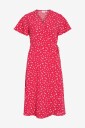 Vila   Omslagskjole viLovie S/S Wrap Midi Dress   Rød