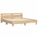 vidaXL Sengeramme med hodegavl sonoma eik 160x200 cm konstruert tre 8721012246256