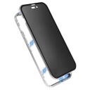 iPhone 15 Pro Magnetisk Deksel med Personvernherdet Glass Sølv