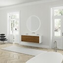 Copenhagen Chic 160   MKII skap 6 skuffer vask og understell i Glacier White Corian® med amerikansk valnøtt