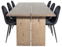 Venture Design Logger & Polar spisegruppe Natur/svart 6 st stoler & bord 210 x 100 cm