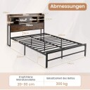 Metallsengramme med LED lys og ladestasjon