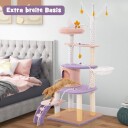 Cwy Skrapestolpe Kattetre Med Kattehule & Stige & Hengekøye & Leker 59 X 49 X 158 cm Lilla + Rosa