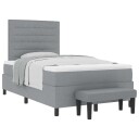  Box Spring Seng med Madrass & Benk Lysegrå 120x200 cm Stoff