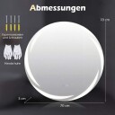Rundt LED baderomsspeil – 70 cm antidugg dimbar