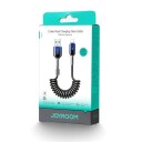 Joyroom Krystallklar USB-kabel Spiral 3A USB til belysning 1,5 m Svart