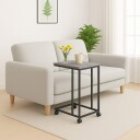 C formet sidebord med hjul – treeffekt metallramme