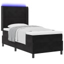  Box Spring Seng med Madrass og LED Svart 100x200 cm Fløyel
