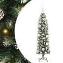  Kunstig Slankt Jule Tre med 150 LED Grønn og hvit 120 cm